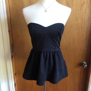 Kimchi Blue black strapless peplum top